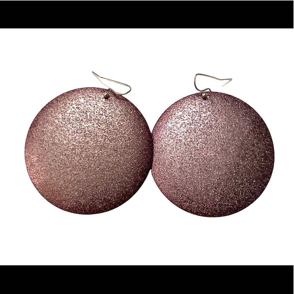 Purple Sparkly Disc Earrings Statement